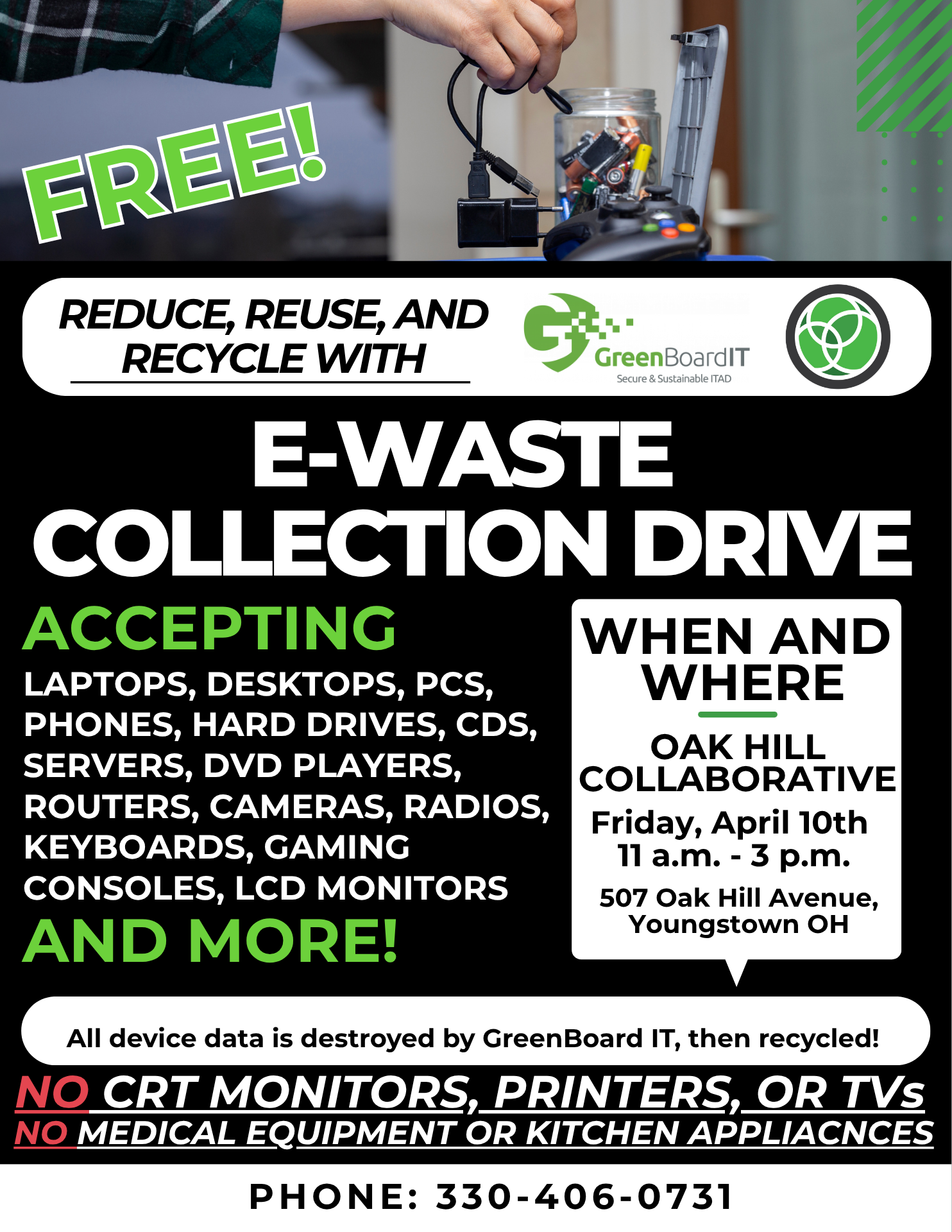 Oak Hill Collaborative to Host Free Community E-Waste Collection Drive